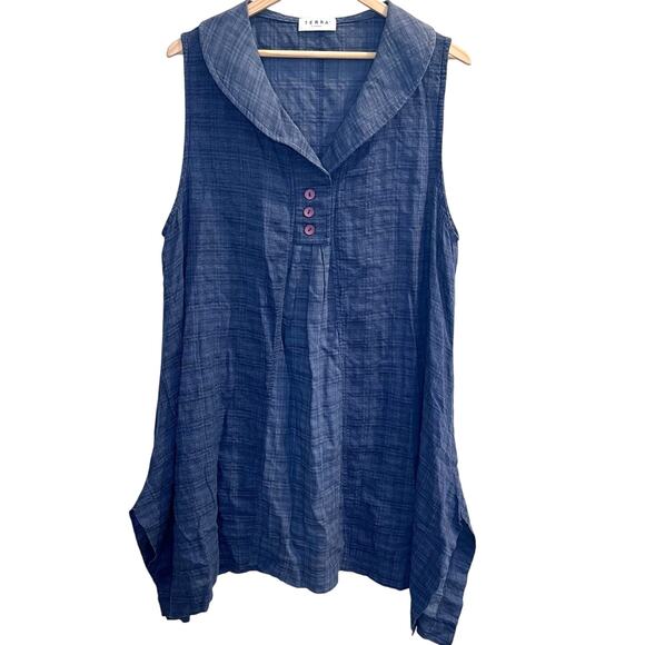 Terra SJ Apparel Lagenlook Tunic Dress Asymmetrical Hem Size Small Pilgrim - Picture 1 of 8